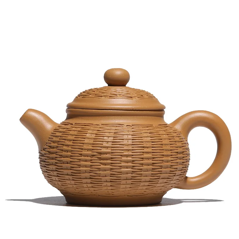 

Yixing original ore block famous all handmade purple clay pot bamboo pan pot mud bubble teapot