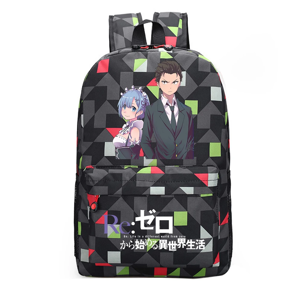 

Anime Re:Life In A Different World From Zero Unisex Backpack Canvas Packsack Mochila Teenger Schoolbag Student Travel Laptop Bag