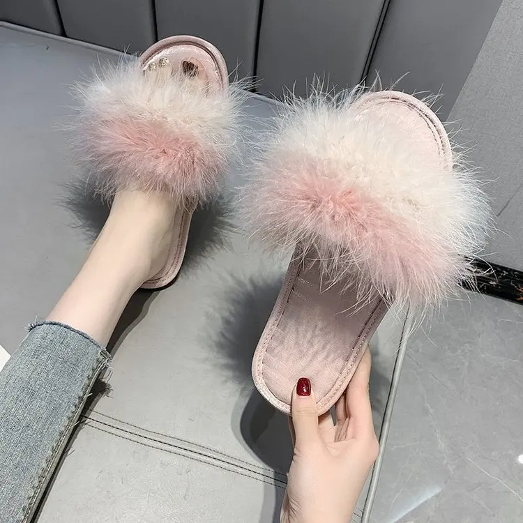 Style Household Plush Cotton Slippers Ladies Autumn and Winter Comfortable Slippers Furry Slippers Women Fashion Women's Shoes