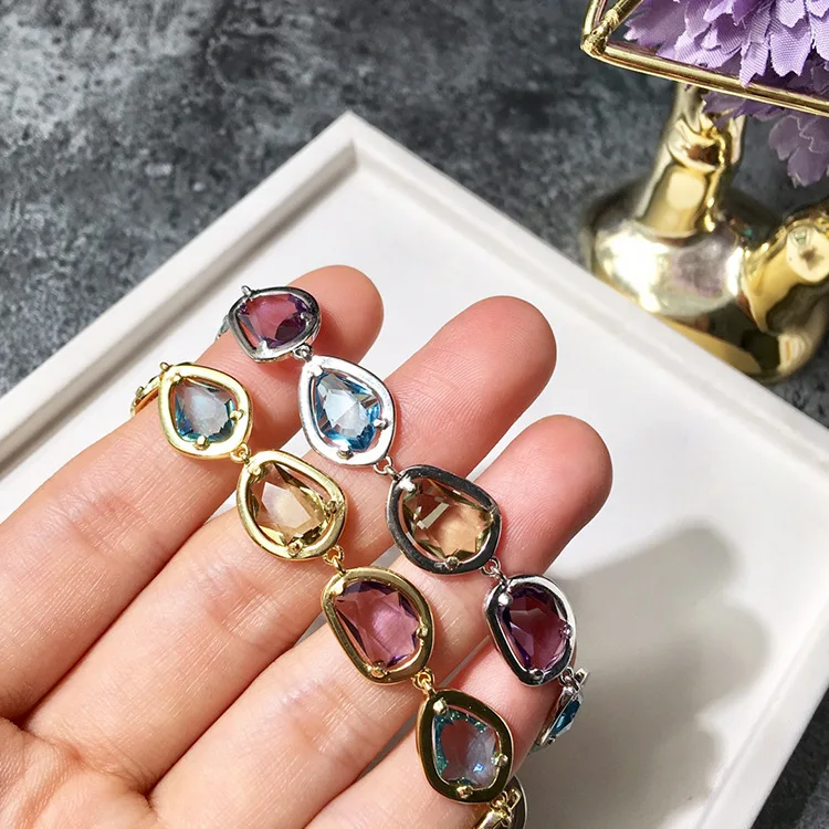 Очаровательный браслет Queen Lotus 2018 модные роскошные Кристальные корейские цветные