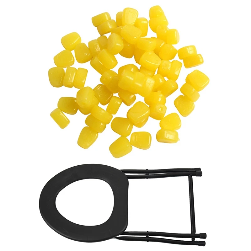 

100Pcs Soft Baits Corn with Corn Smell Carp Fishing Lures & 1 Pcs Strengthened Foldable Toilet Chair