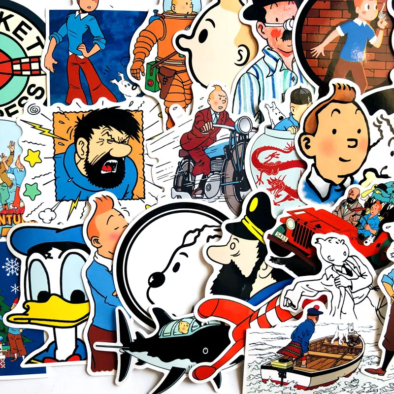 25 шт. японского аниме Tintin adventures крутой мультфильм классический каракули мотоцикл мобильный компьютер чемодан водонепроницаемый стикер