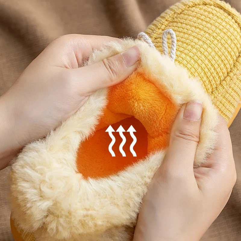 Winter Ladies Furry Cotton Slippers Man Short Plush Slides Warm Home Indoor Plus Velvet Closed Shoes Women Designer Slippers