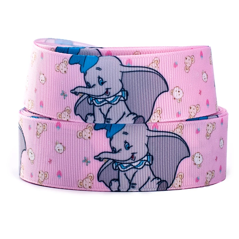 5 ярдов Grosgrain/атласная лента 16 мм/25 мм/38 мм/50 мм/75 мм мультяшный слон для украшения