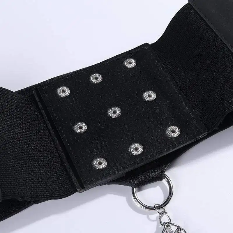 Женские панковские кольца и цепи Дизайнерские широкие из искусственной кожи