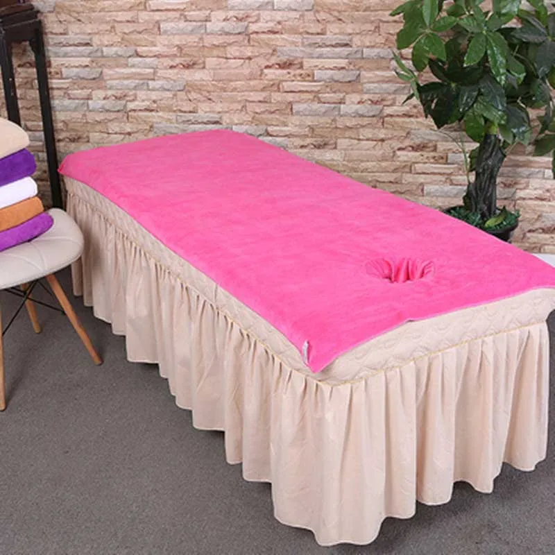 pink Кушетка для салона красоты полотенце с отверстием из микрофибры мягкие впитывающие массажные полотенца для кушеток физиотерапия быстросохнущее большое полотенце для ванны покрывало для кровати - Цвет: pink