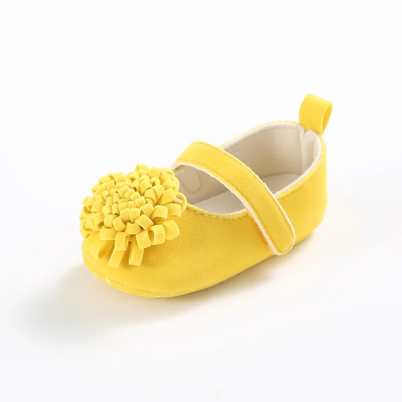 

Spring And Autumn Baby Pure Color Flowers 0-18 Months Cotton Flat Shoes Do Not Fall Off Baby Walking Shoes