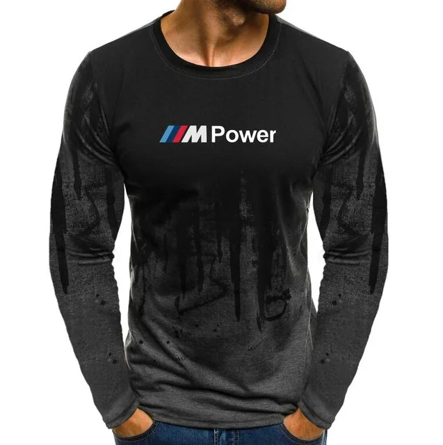 Осенняя мужская футболка из лайкры и хлопка Мотоспорт для M Power футболки с принтом