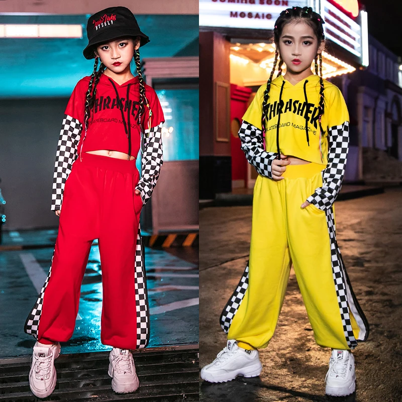 Джазовые костюмы для девочек Модный Топ с длинным рукавом и капюшоном одежда