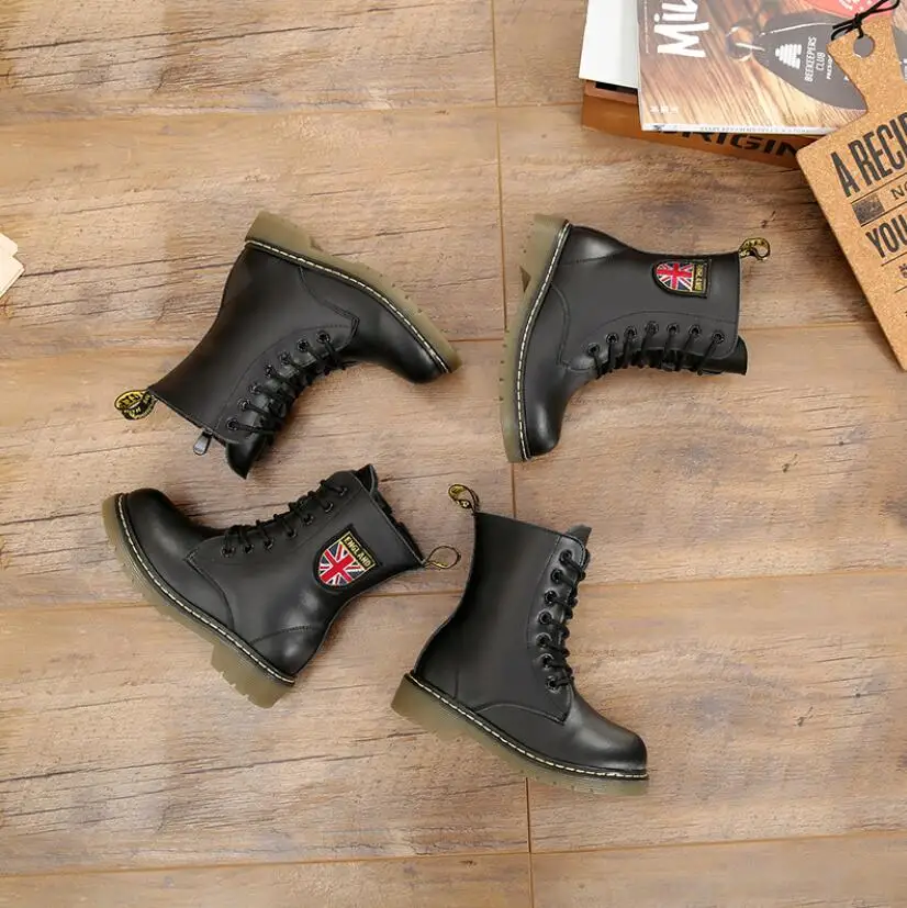 

Martin Boots Kids Winter Genuine Leather Plush Snow Boots Girls Boys Fashion Mid Boots Walking Leisure Outdoor Toddlers Shoes