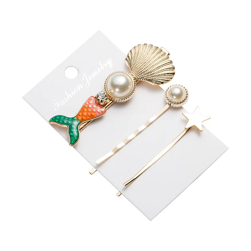 1 Набор красочные рыбий хвост имитация жемчуга ракушка звезда заколки для волос