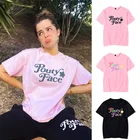 Женская футболка с изображением лица Эддисона, розовая футболка с изображением пушистого лица в стиле Харадзюку, лето 2020