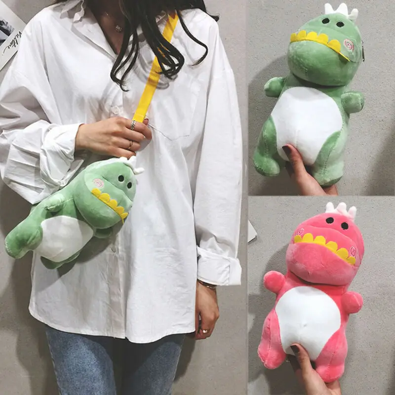 Kawaii женская сумка через плечо плюшевая с динозавром миниатюрная милые сумки для