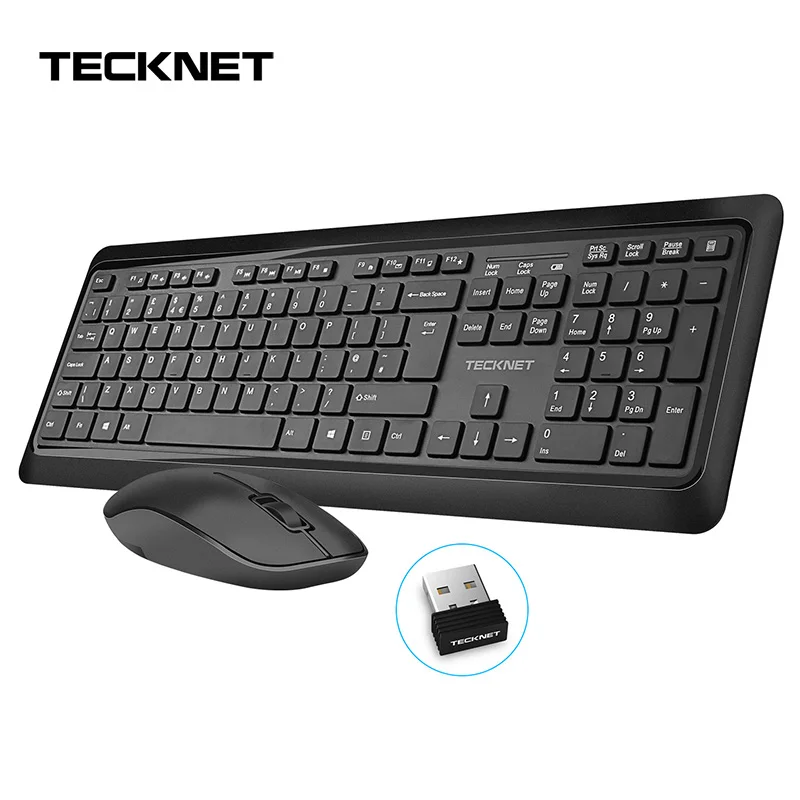 Беспроводная клавиатура и мышь TeckNet 2 4 ГГц набор из 107 клавиш эргономичный дизайн