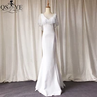 qsyye white evening dresses mermaid with jacket women beading shawl prom gown sexy v neck party dress fitted long formal gown