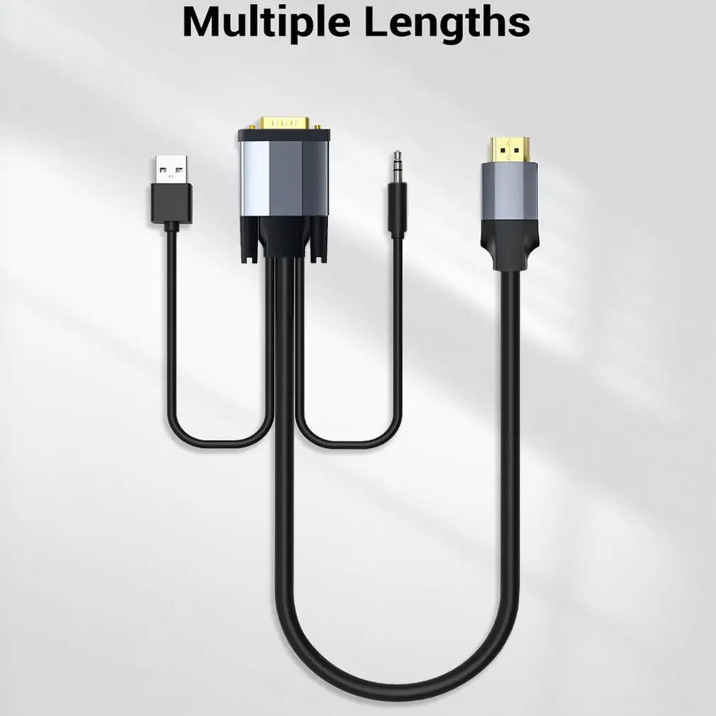 

VGA TO HDMI-compatible Cable male to male For PC Monitor HDTV Projector VGA HDMI-compatible cord wire extra USB audio cable