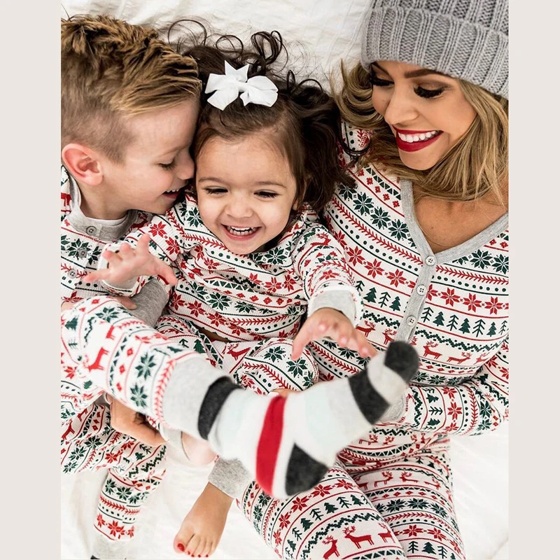 2019 Семейные рождественские пижамы комплект из двух предметов брючный костюм