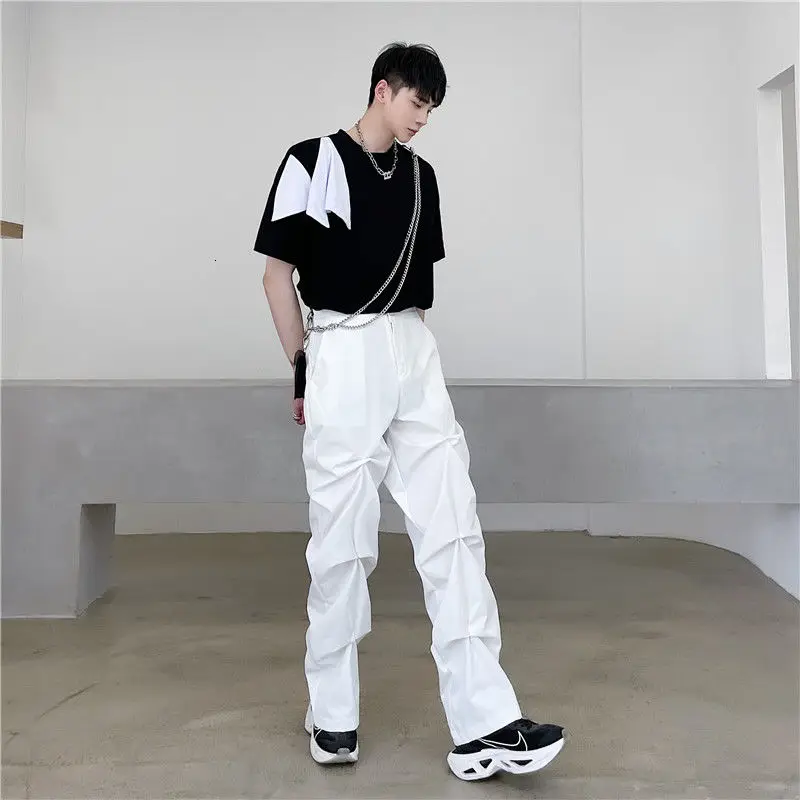 Дизайнерские нишевые плиссированные повседневные брюки IEFB черного и белого