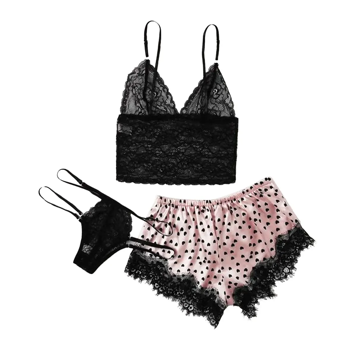 3 предмета в комплекте Женская эротическая Кружевной Костюм с бантом С узором