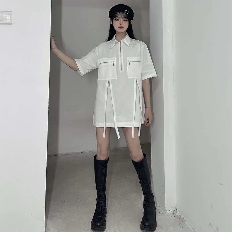 

Spring new Korean style wild loose white short-sleeved shirt