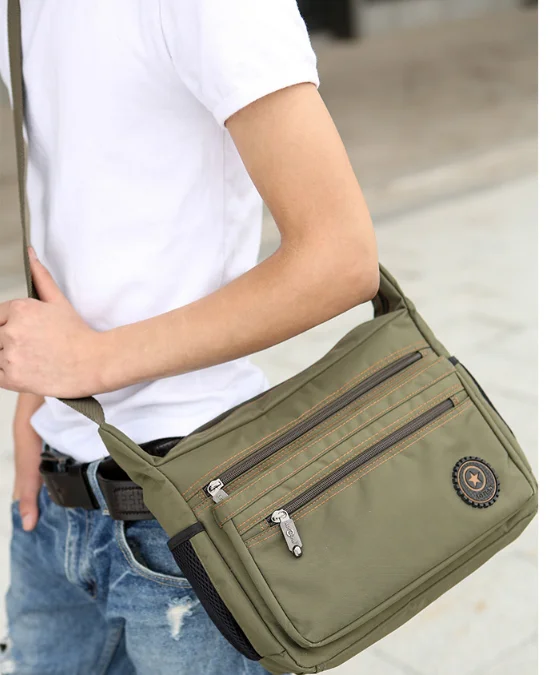 

Casual Men Waterproof Cloth Briefcase Mens Multi Layer Army Green Work Bag Outgoing Business Trip Bags Bolso Hombre DF335