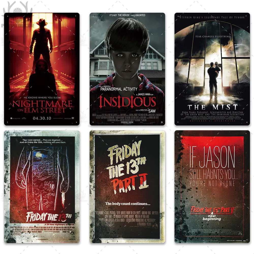Horror Movie Metal Poster Plaque Vintage Thriller Tin Sign Wall Decor for Bar Pub Club Man Cave 30X20 CM | Дом и сад