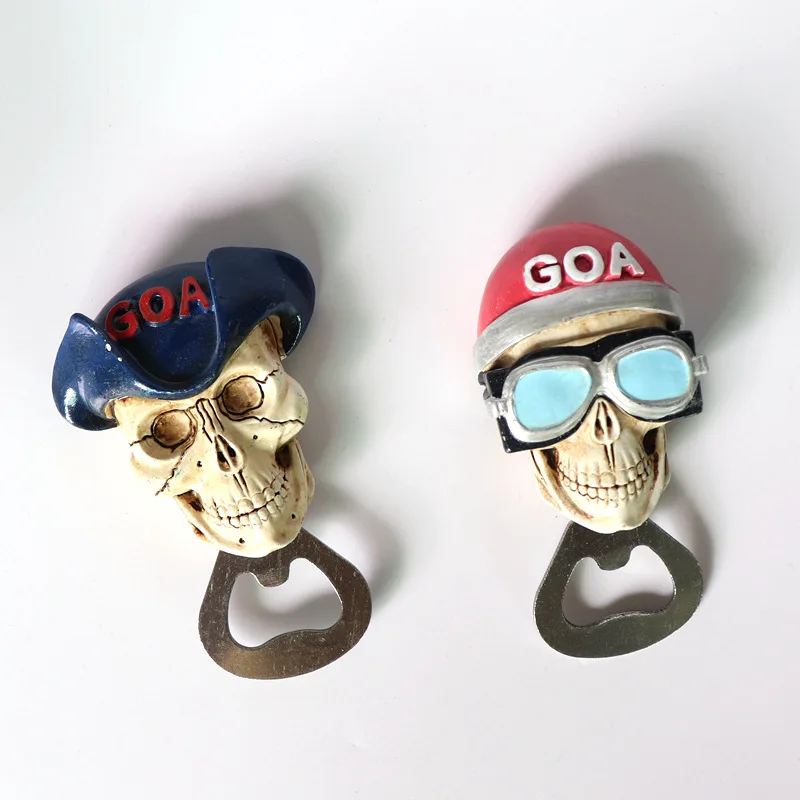 

Creative Resin Skull Beer Bottle Magnet Opener Refrigerator Sticker Holloween Decoration Bar Wine Accessories Manual Cap Remover