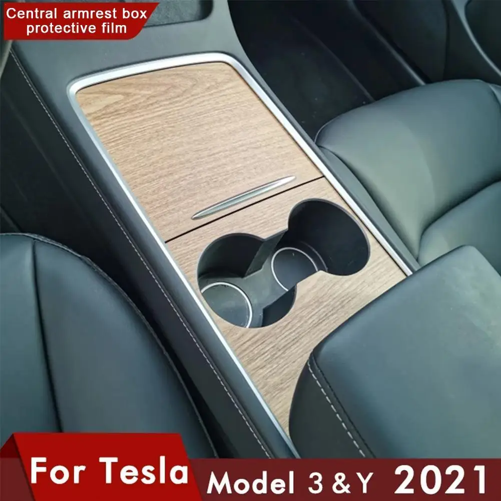 

Car Central Control Panel Sticker for Tesla Model 3 Wood Center Console Accessories Model Y Interior Film Wood Grain Black