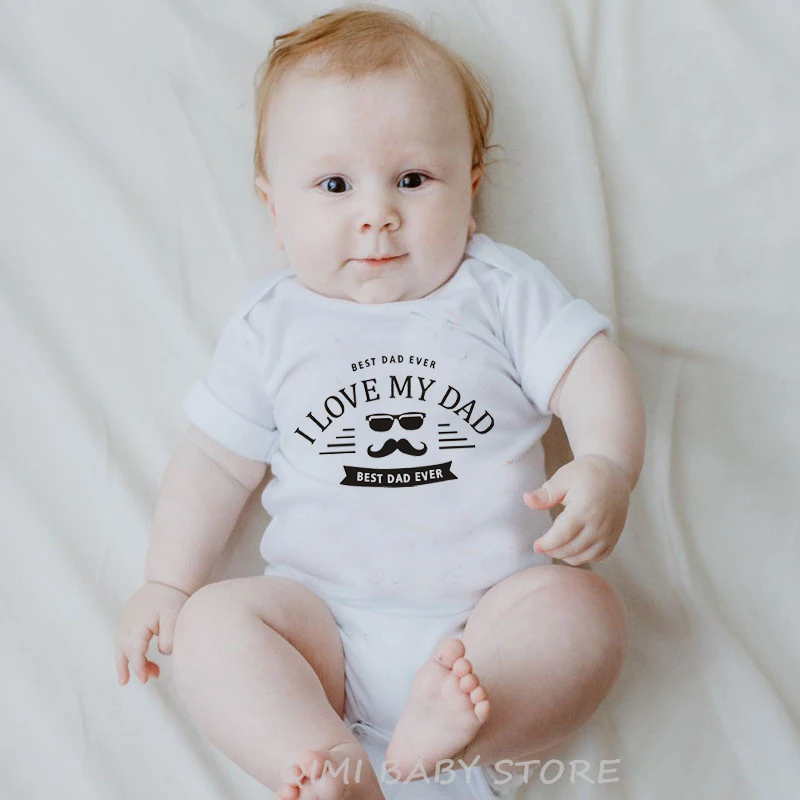 Футболки с надписью I Love My Dad лучше всего Детские боди из хлопка новые летние для