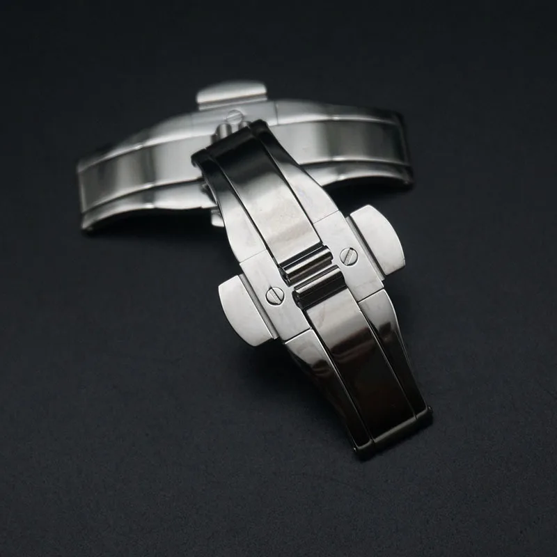 

Double Press Watch Push Button Fold Clasp For Armani Gypsophila Metal Stainless Steel Seamless Butterfly Buckle Watch Accessory
