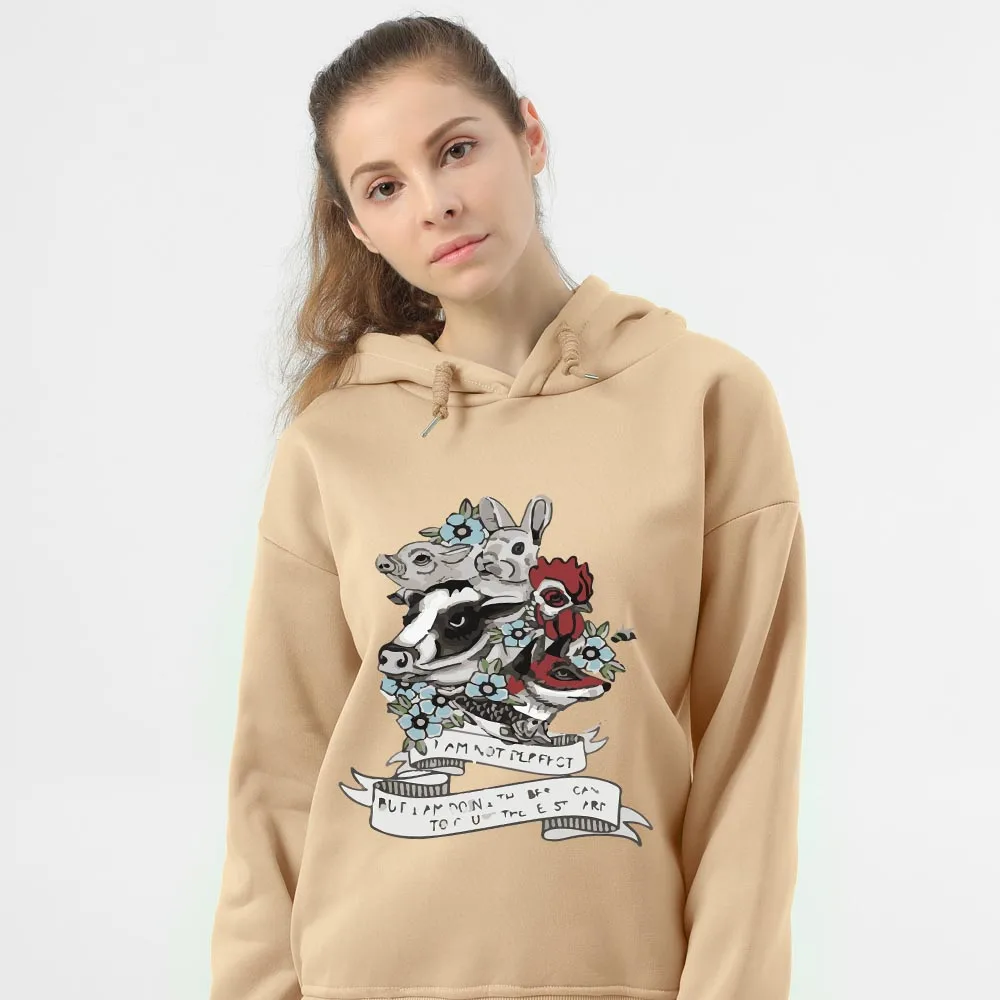 

Зимние худи в готическом стиле с капюшоном и принтом животных