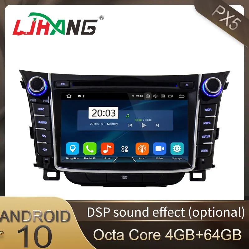 Автомобильный DVD-плеер LJHANG Android 10 для HYUNDAI i30 Elantra GT 2012-2016 GPS-навигация