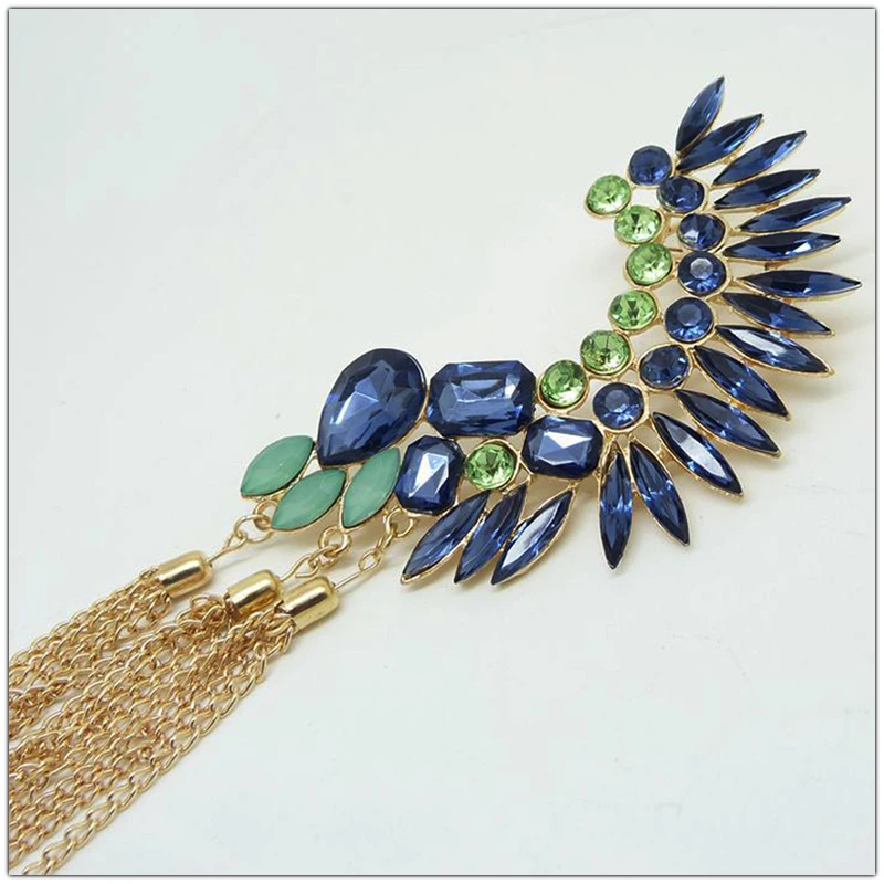 SHEEGIOR, бохо, длинные серьги-манжеты с кисточками, Bijoux Femme, золотые цепочки, стразы, большие клипсы, серьги для женщин, модное ювелирное изделие, подарок