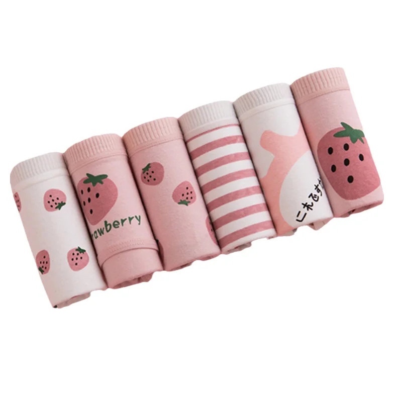 

6PCS Underwear Women Girls Panties Cotton Shorts Cute Briefs Sexy Lingerie Cueca Calcinhas Soft Underpant Female Plus Size Panty
