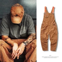 jumpsuit for men bib overalls suspenders mens multi pockets loose casual strap cargo pants fashion brand vintage male clothes