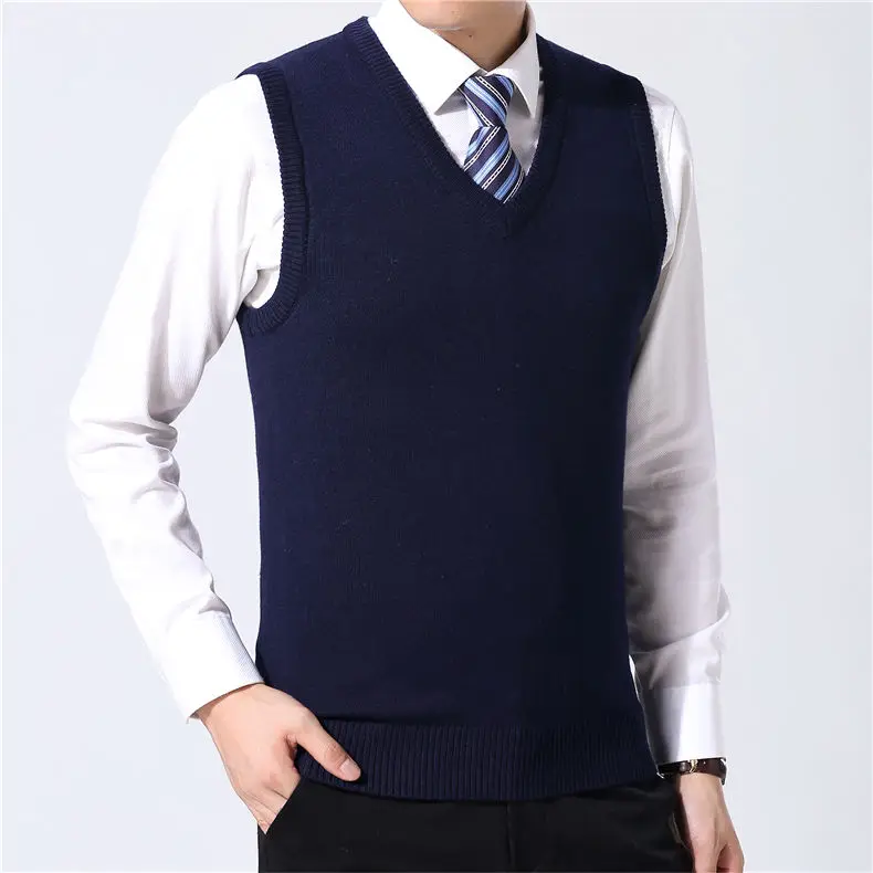 Zogaa Sweater Men Clothes Autumn Winter Warm Cashmere Wool Pullover Homme Classic Casual V-Neck Sleeveless Vest Sweaters