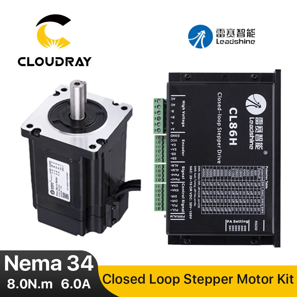 Leadshine-Motor paso a paso Nema 34 8.0N.m con codificador CL86H, controlador de Motor paso a paso de bucle cerrado, servocontrolador fácil