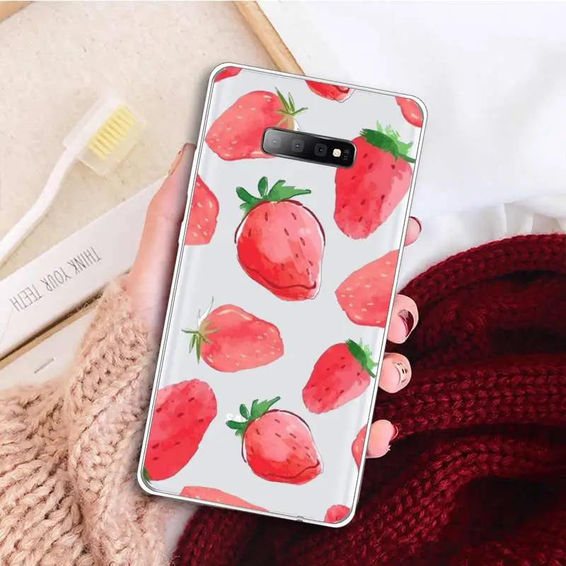 

strawberry pink fruit Phone Case Transparent For Samsung Galaxy A 71 21s S note 8 9 10 plus 20 ultra