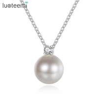 luoteemi round imitation pearl pendant necklaces for women fashion jewelry kolye bijoux femme christmas gift