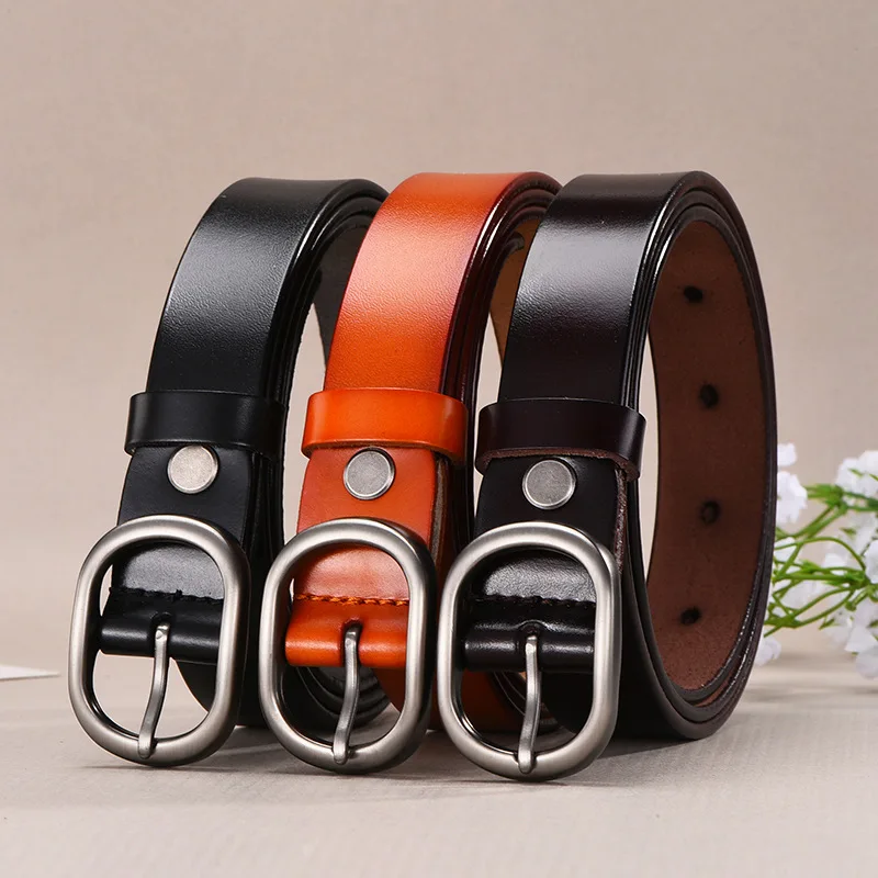 

2019 Women's Luxury Strap Casual All-Match Women Genuine Leather Belt Women Fahion Retro Belts Metal Pin Buckle Jeans Belt