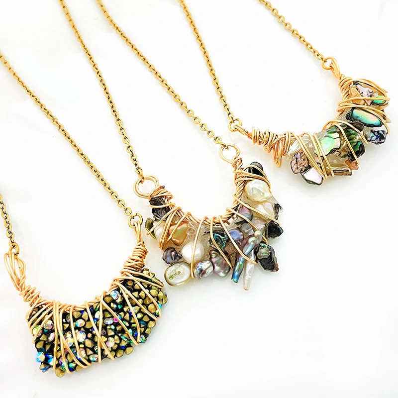 Женское винтажное ожерелье из натурального камня черное нержавеющей стали