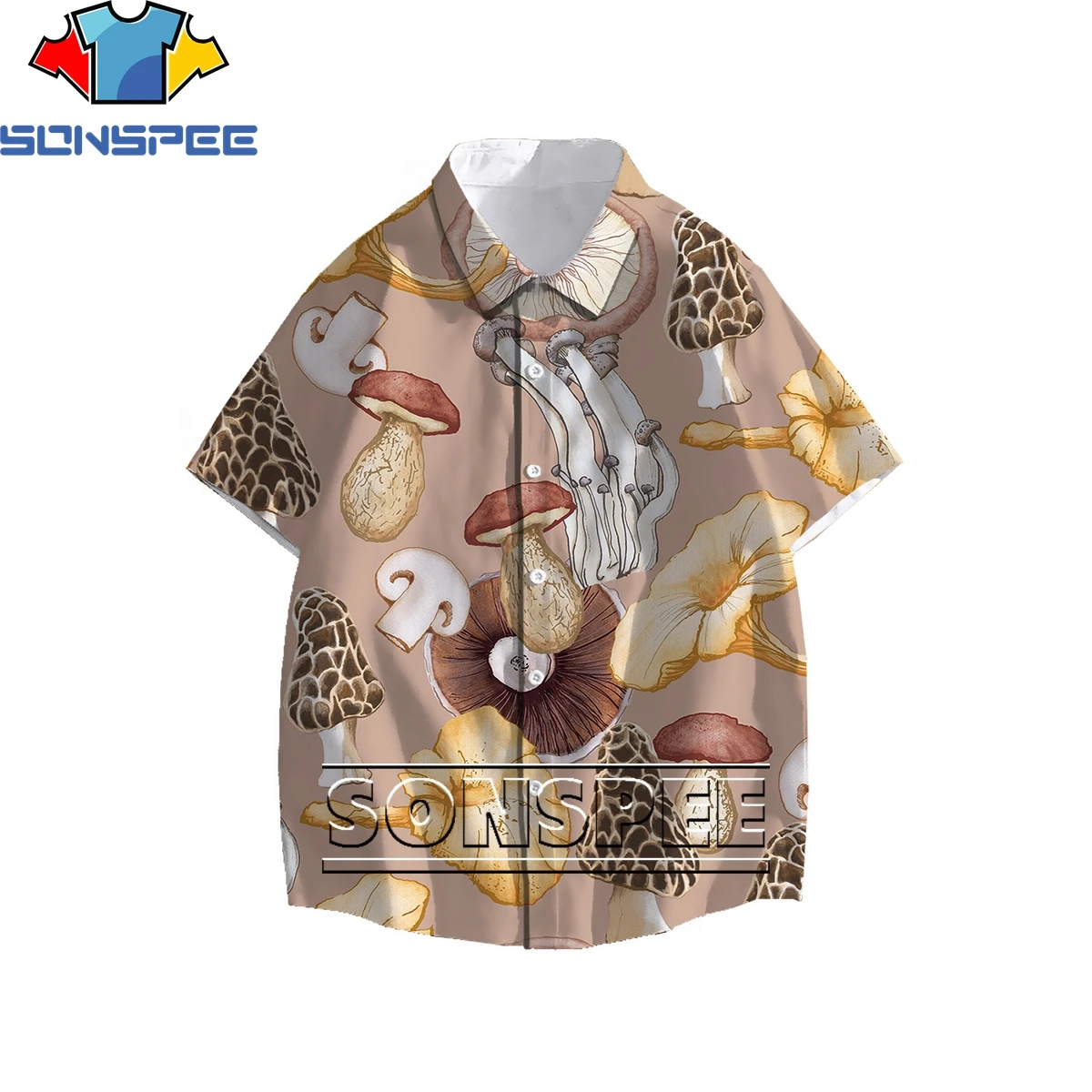 

SONSPEE leaf pattern stitching style 3D Print Men Women's Shirt Summer Original Personality Hawaiian Beach Loose Buttons Top