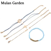 mg new trendy boho fashion gold multilayer charm bracelet for women coconut tree map gold beads heart bracelet set jewelry 2019