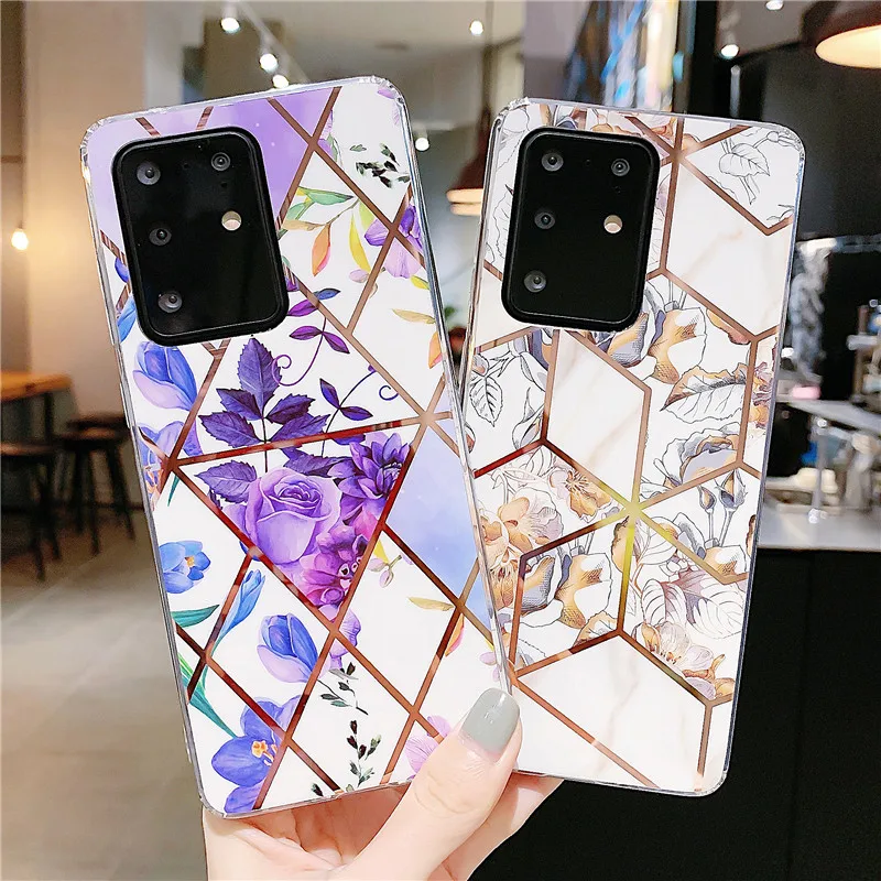 Роскошный глянцевый чехол для телефона с лазерным цветком Samsung Galaxy S20 Ultra S10 S9 S8 plus