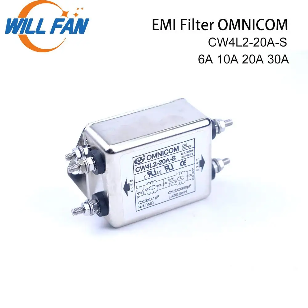 Будет вентилятор OMNICOM EMI Filter CW4L2 20A S 6A 10A однофазный AC115/250V 50/60HZ для лазерного резака