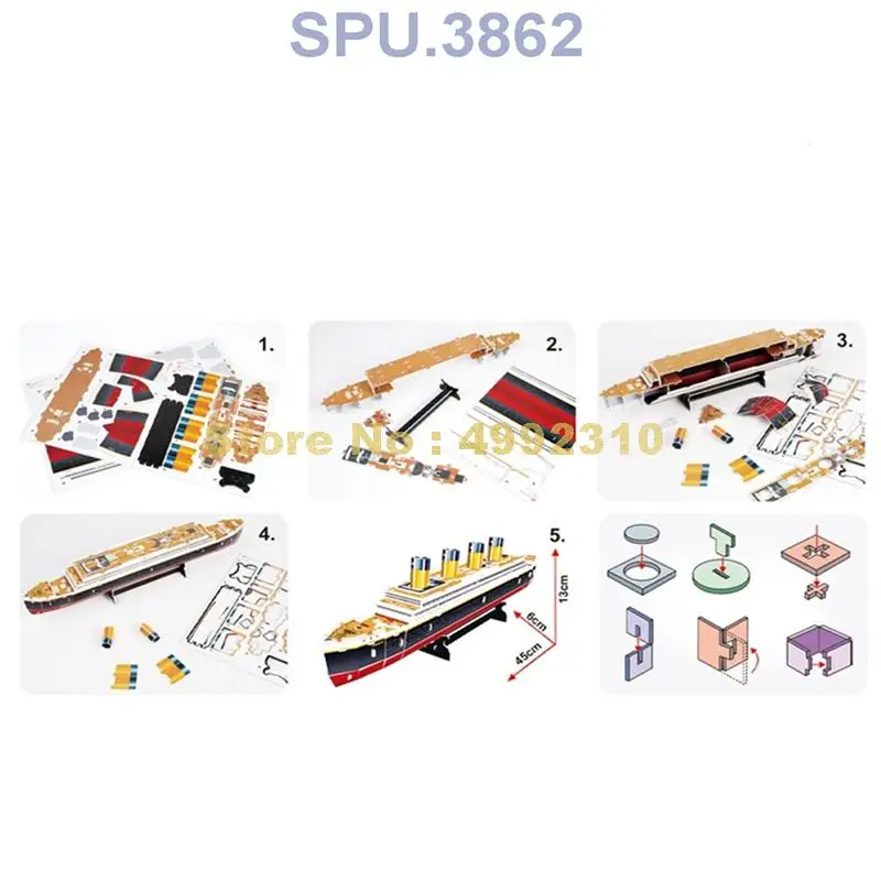 Модель корабля Титаник 3d бумажная игрушка пазл 35 шт.|Пазлы| |