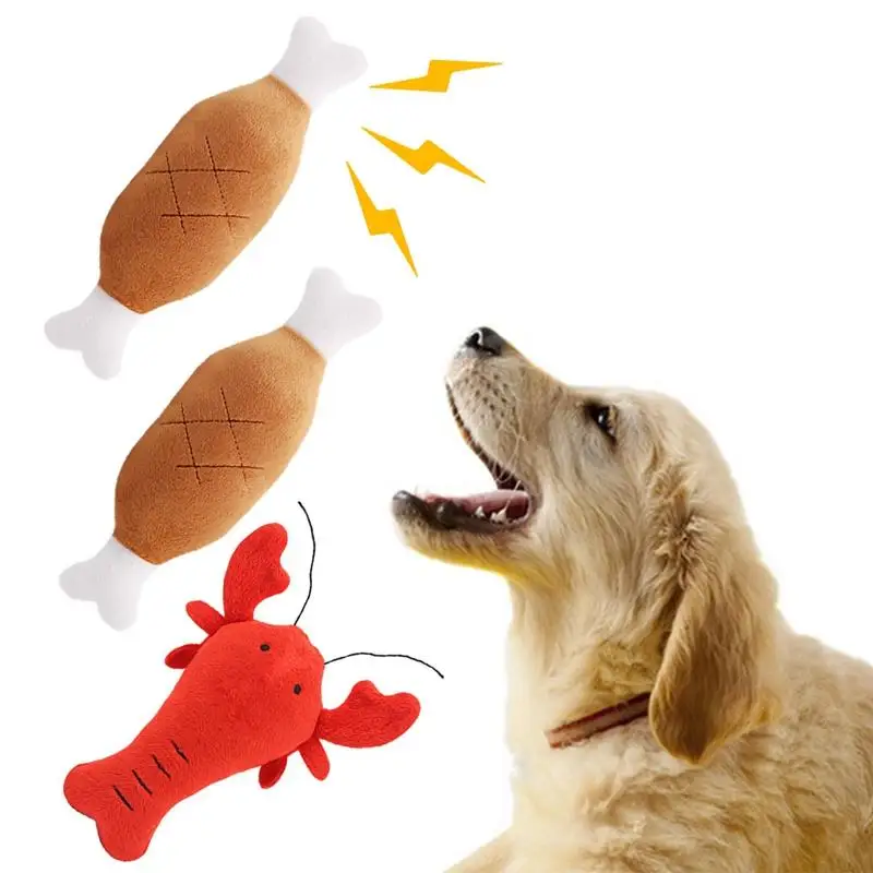 

3 PCS New Plush Dog Toys Set Funny Cartoon Dog Squeaky Toy Puppy Chewing Training Toys Pet Dogs Molar Cleaning Teeth Supplies