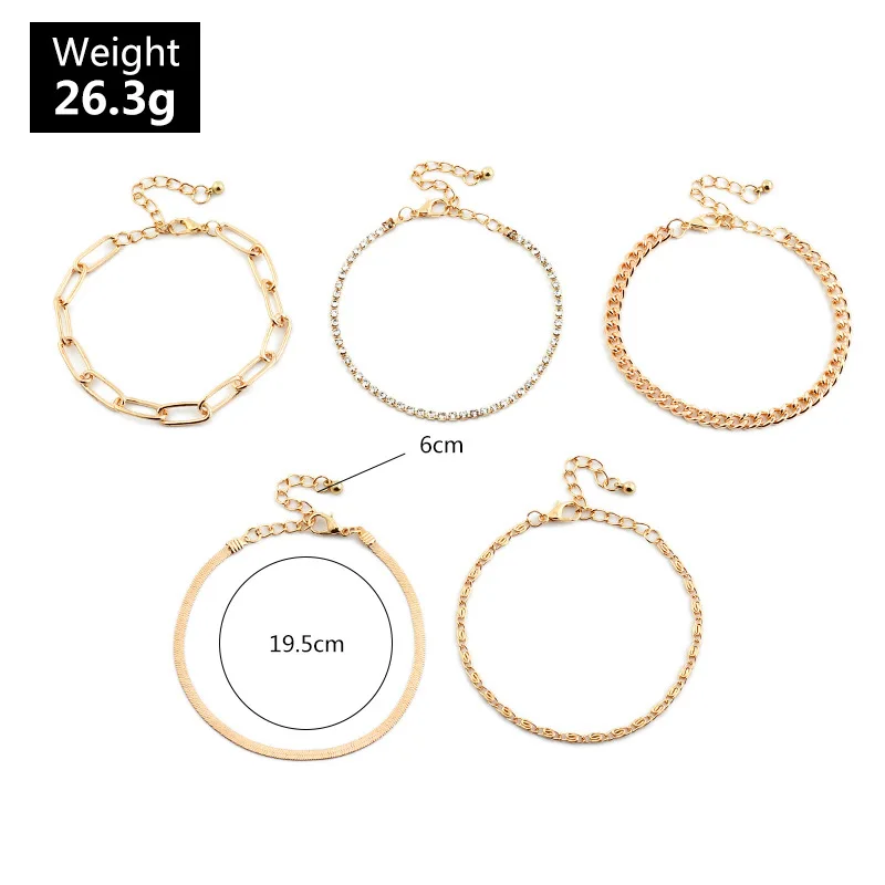 

Fashion Simple Thick Chain Bracelets 5 Pcs Womens Claw Chain Rhinestone Metal Wrap Bracelet Bangles Jewelry Gifts For Girls