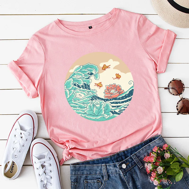 

Summer new style printed loose round neck short sleeve T-shirt women's top