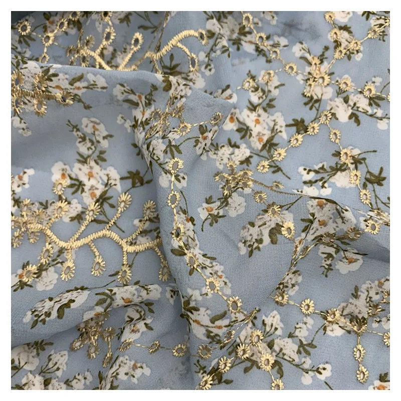 Exquisite bestickten chiffon stoff mit kleine floral bedruckte stoff nähen material für cheongsam high-end-kleidung – Detail 21